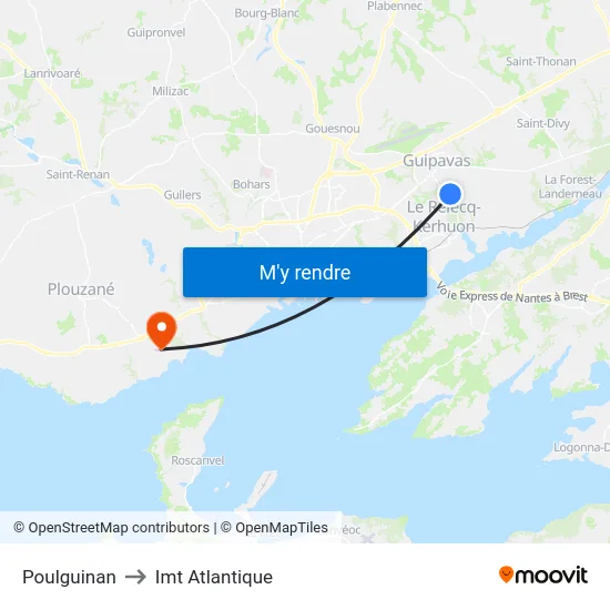 Poulguinan to Imt Atlantique map