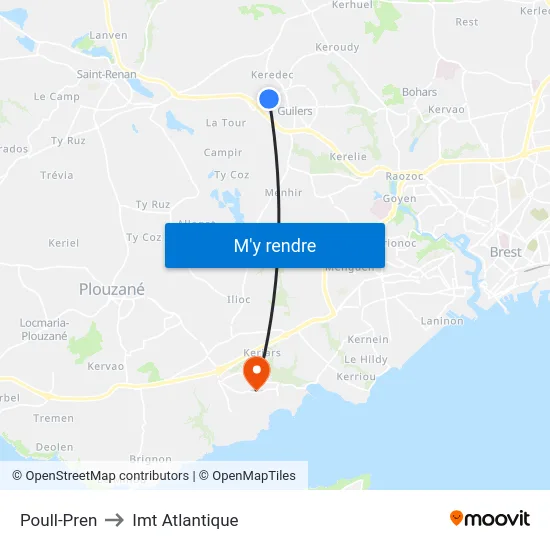 Poull-Pren to Imt Atlantique map