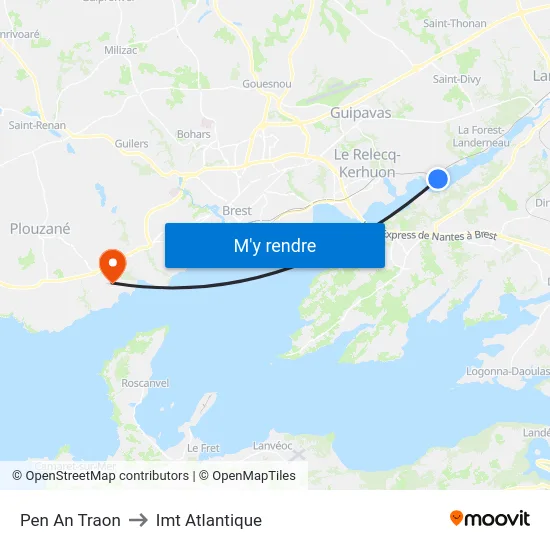 Pen An Traon to Imt Atlantique map