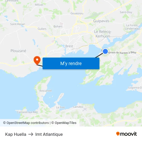 Kap Huella to Imt Atlantique map