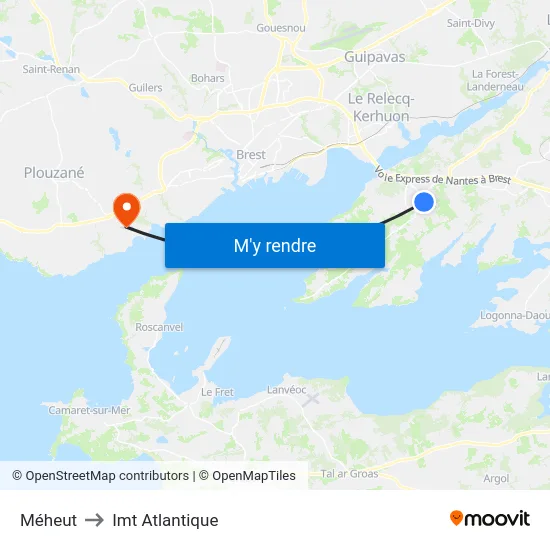 Méheut to Imt Atlantique map