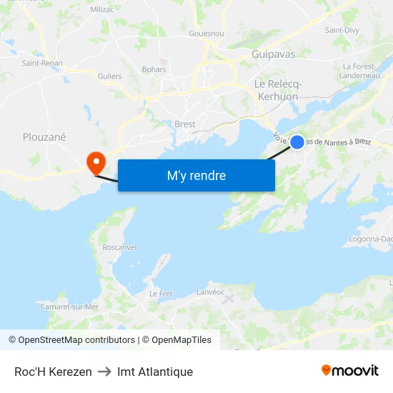 Roc'H Kerezen to Imt Atlantique map