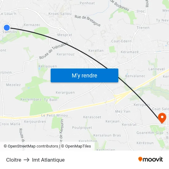 Cloître to Imt Atlantique map