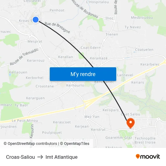 Croas-Saliou to Imt Atlantique map