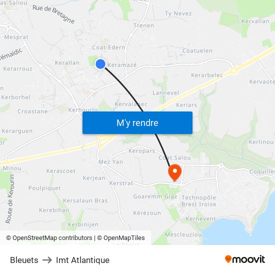 Bleuets to Imt Atlantique map