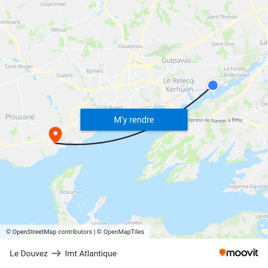Le Douvez to Imt Atlantique map