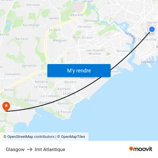Glasgow to Imt Atlantique map