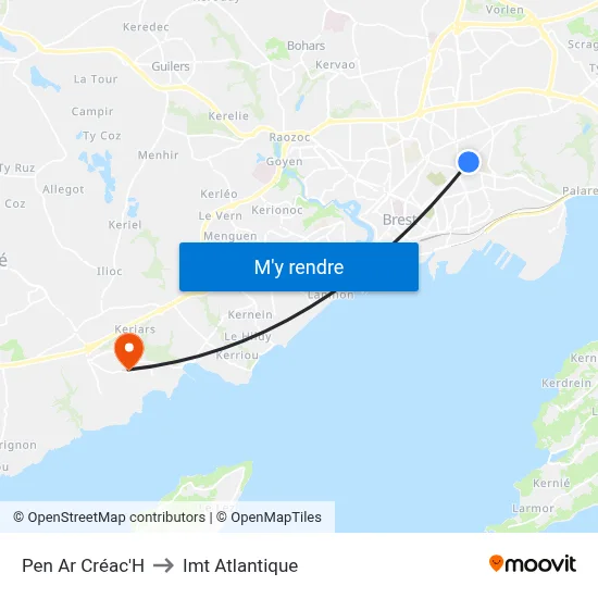 Pen Ar Créac'H to Imt Atlantique map