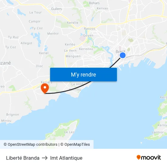 Liberté Branda to Imt Atlantique map