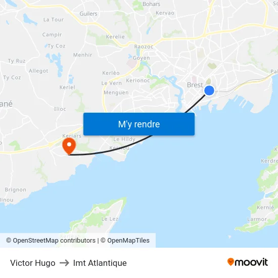 Victor Hugo to Imt Atlantique map