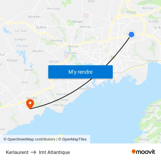Kerlaurent to Imt Atlantique map