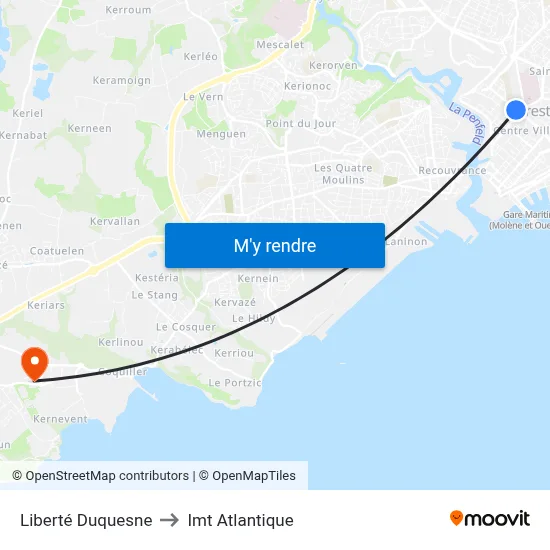 Liberté Duquesne to Imt Atlantique map