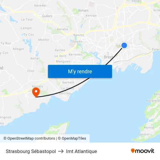 Strasbourg Sébastopol to Imt Atlantique map