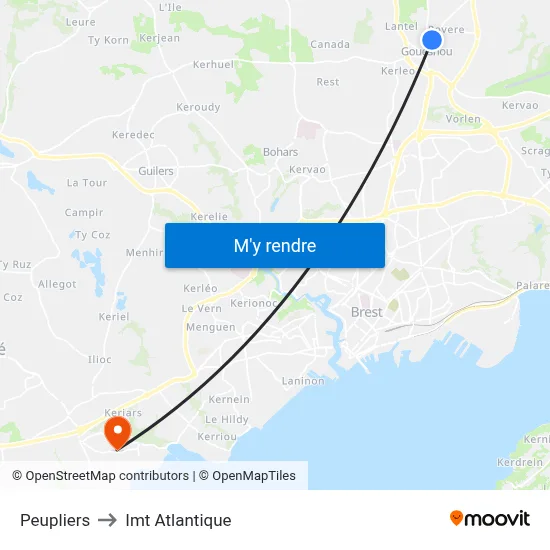 Peupliers to Imt Atlantique map