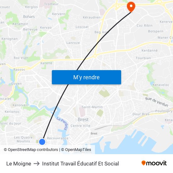 Le Moigne to Institut Travail Éducatif Et Social map