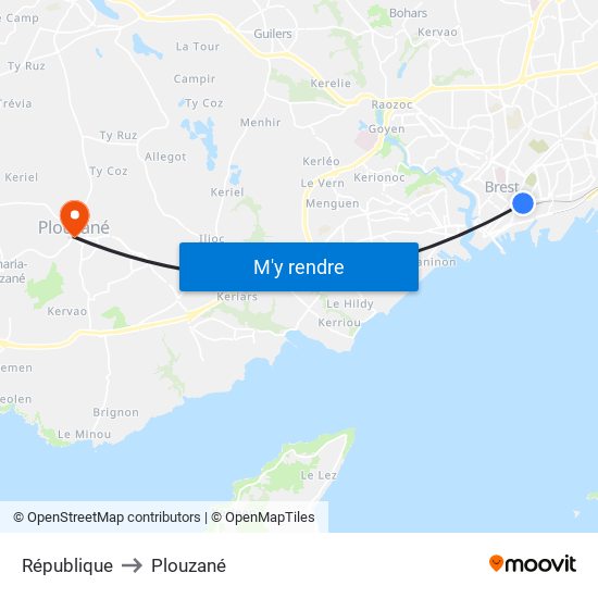 République to Plouzané map