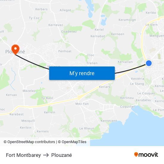 Fort Montbarey to Plouzané map