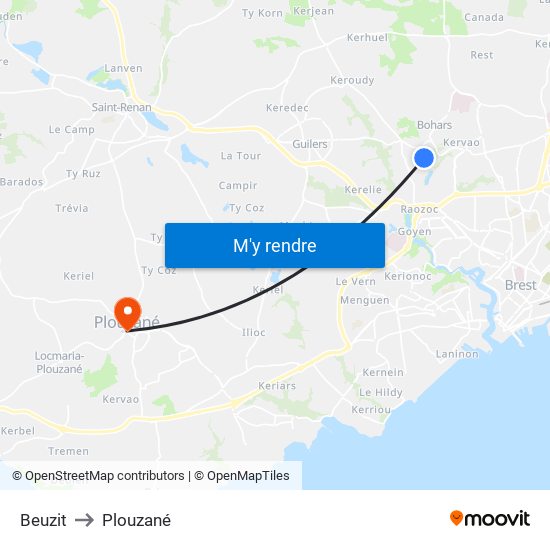 Beuzit to Plouzané map