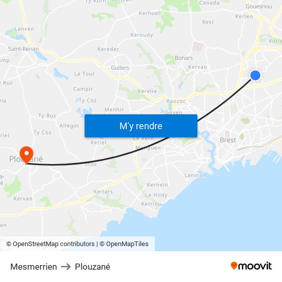 Mesmerrien to Plouzané map