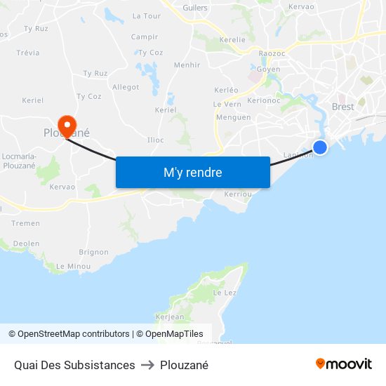 Quai Des Subsistances to Plouzané map