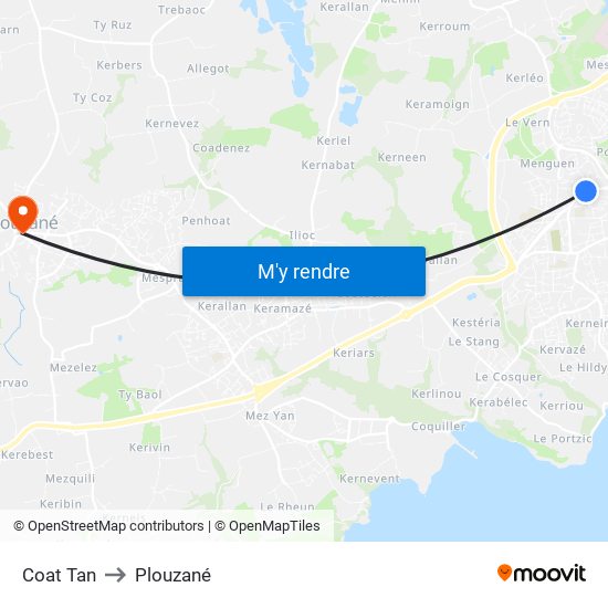Coat Tan to Plouzané map