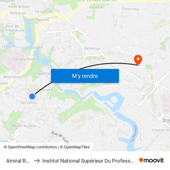 Amiral Ronarc'H to Institut National Supérieur Du Professorat Et De L'Éducation map