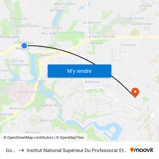 Gouez to Institut National Supérieur Du Professorat Et De L'Éducation map