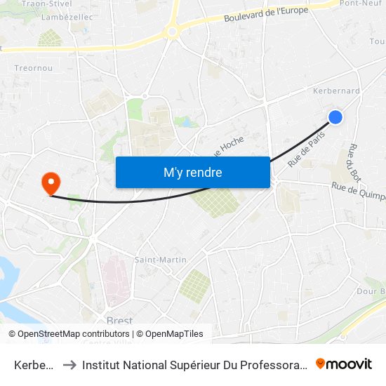 Kerbernard to Institut National Supérieur Du Professorat Et De L'Éducation map