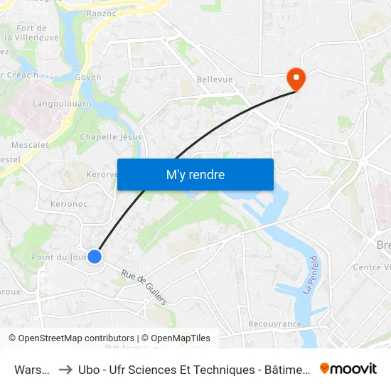 Warspite to Ubo - Ufr Sciences Et Techniques - Bâtiment Langevin map