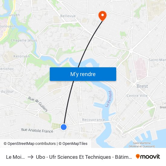 Le Moigne to Ubo - Ufr Sciences Et Techniques - Bâtiment Langevin map