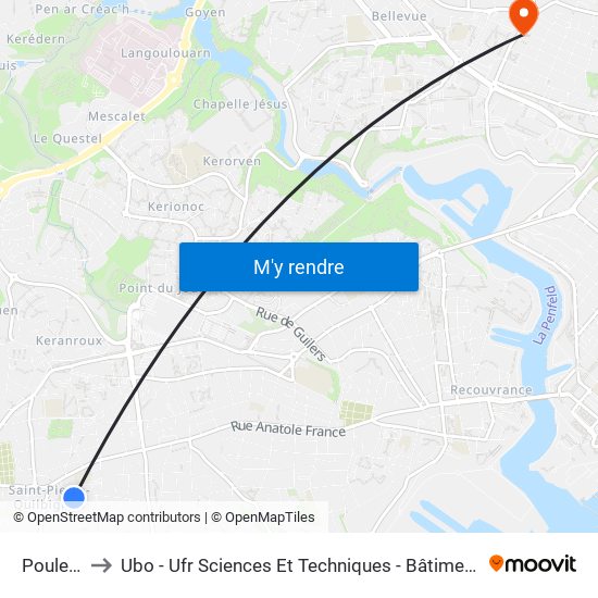 Pouleder to Ubo - Ufr Sciences Et Techniques - Bâtiment Langevin map