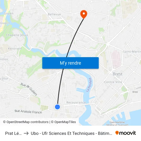 Prat Lédan to Ubo - Ufr Sciences Et Techniques - Bâtiment Langevin map