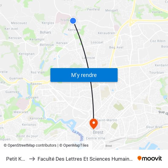 Petit Kerven to Faculté Des Lettres Et Sciences Humaines Victor Ségalen map