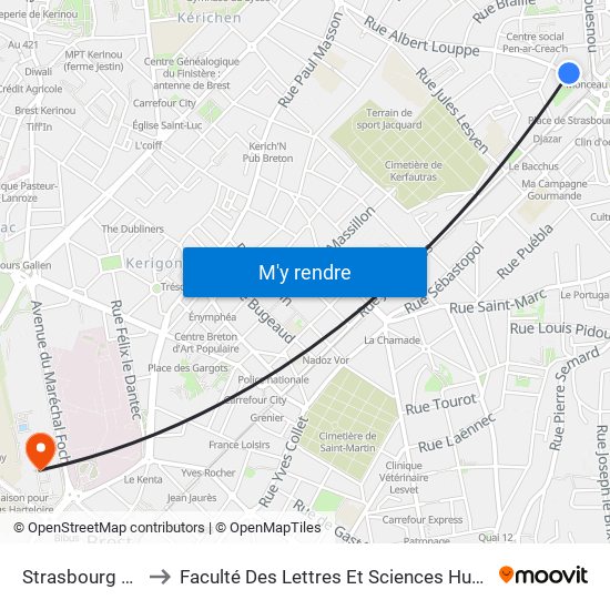 Strasbourg A. Louppe to Faculté Des Lettres Et Sciences Humaines Victor Ségalen map