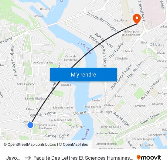 Javouhey to Faculté Des Lettres Et Sciences Humaines Victor Ségalen map