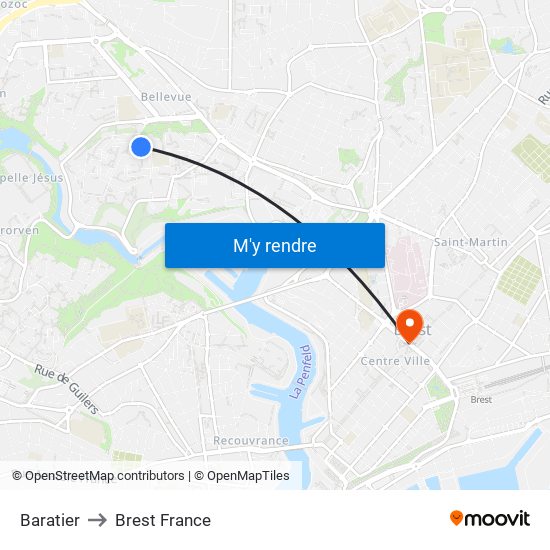 Baratier to Brest France map