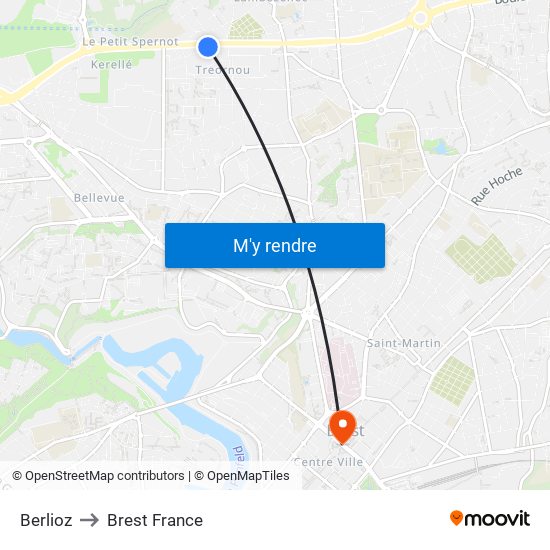 Berlioz to Brest France map