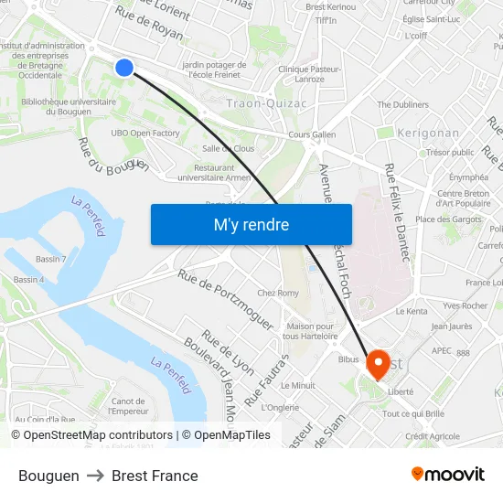 Bouguen to Brest France map