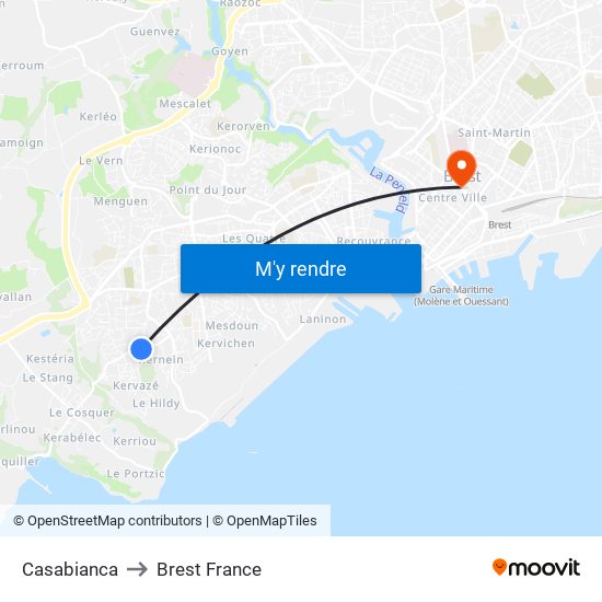 Casabianca to Brest France map