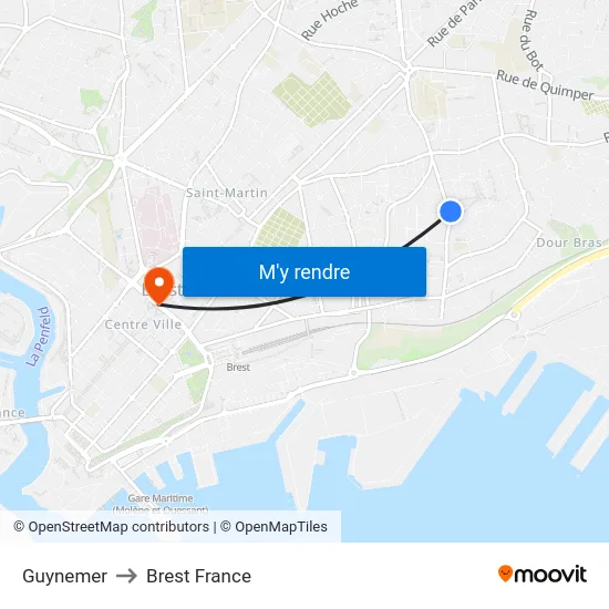 Guynemer to Brest France map