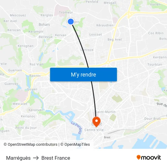 Marréguès to Brest France map