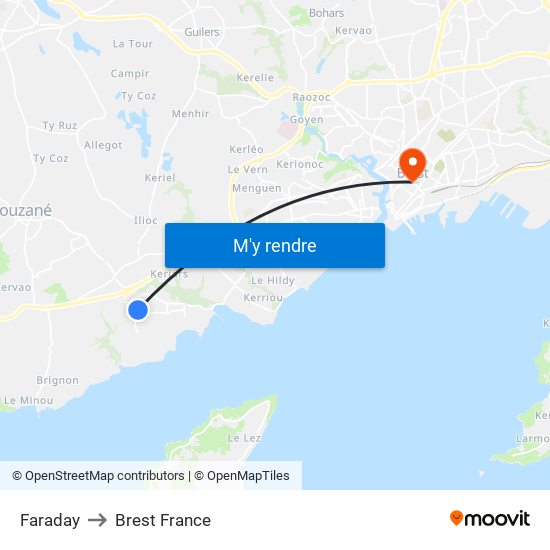 Faraday to Brest France map