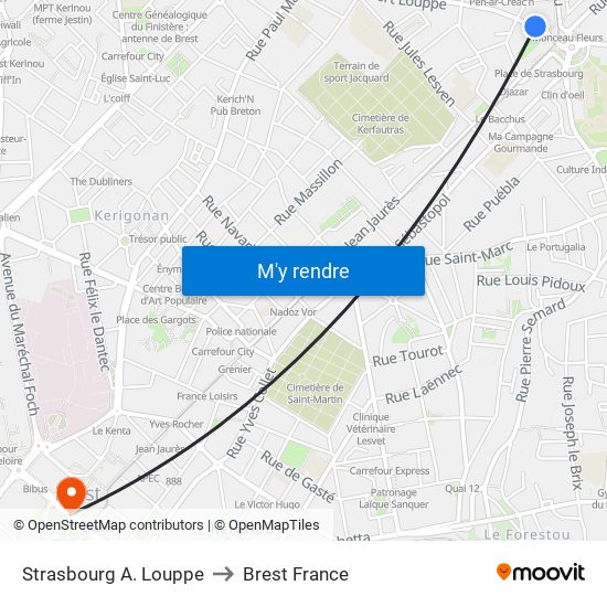 Str. A. Louppe to Brest France map