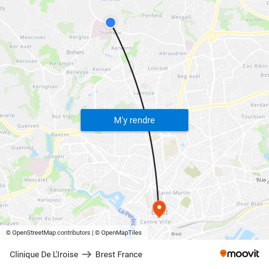 Clinique De L'Iroise to Brest France map