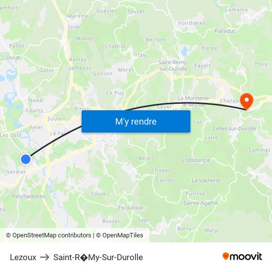 Lezoux to Saint-R�My-Sur-Durolle map