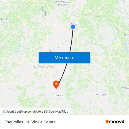 Escurolles to Vic-Le-Comte map