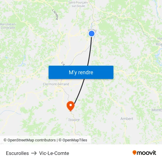 Escurolles to Vic-Le-Comte map