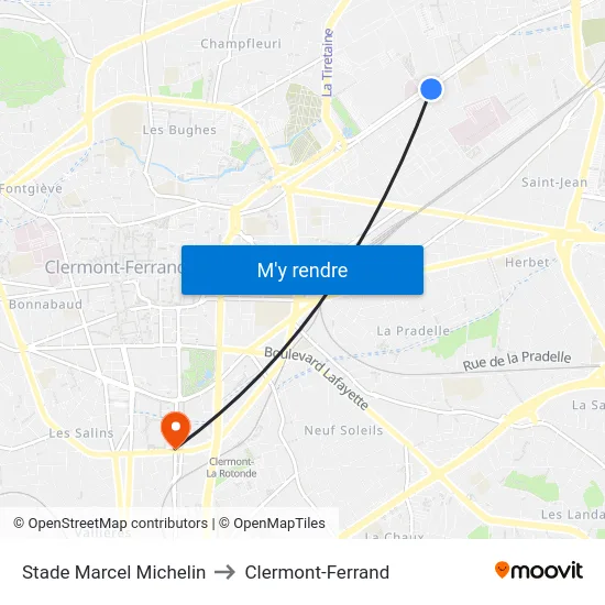 Stade Marcel Michelin to Clermont-Ferrand map