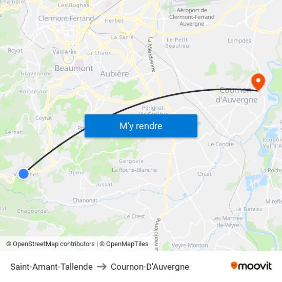 Saint-Amant-Tallende to Cournon-D'Auvergne map