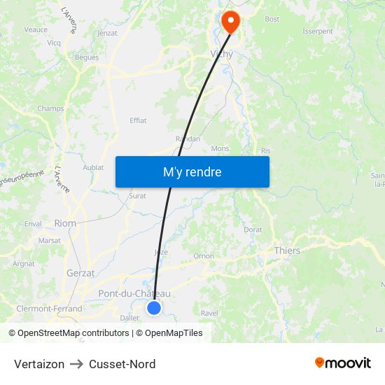 Vertaizon to Cusset-Nord map